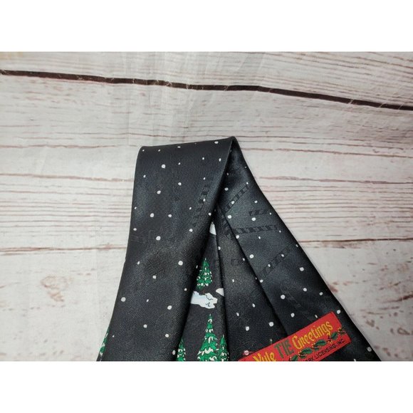 Yule Tie Greetings Hallmark 100% Silk Christmas Tree Santa Snow Reindeer Tie - Picture 7 of 11